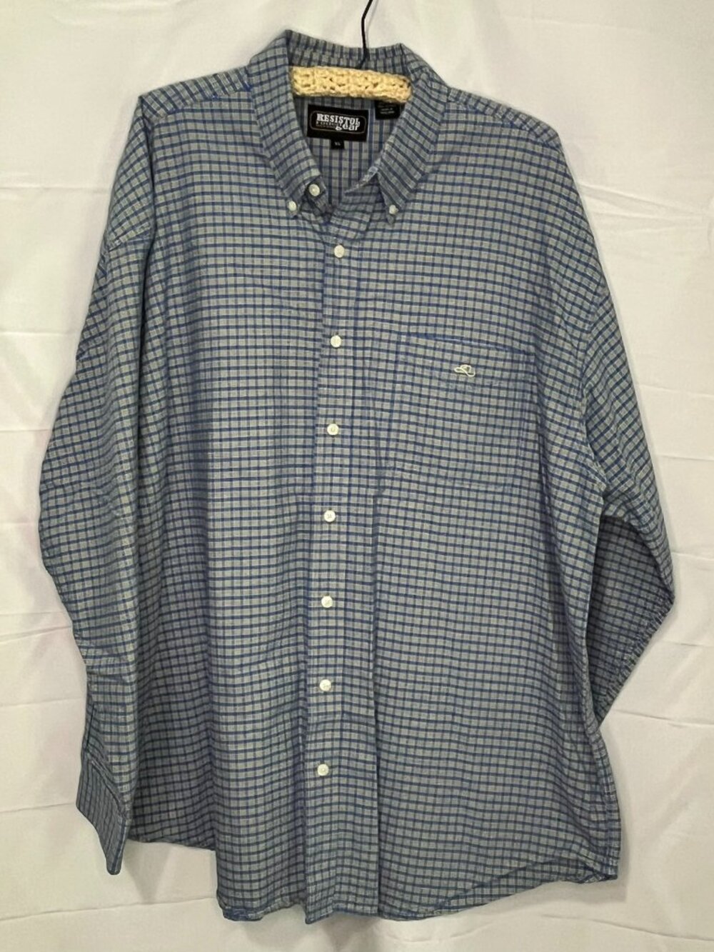 Resistol Rodeo Gear Shirt Size XL Blue Yellow Check Plaid Long Sleeve western